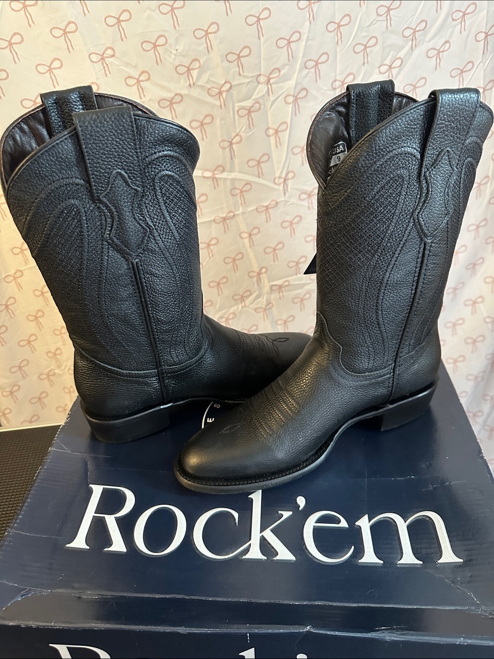 Rock'em Black Men's Western Cowboy Boots
